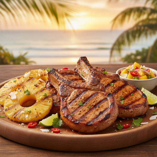 Tropical Grilled Pork Chops with Pineapple recipe