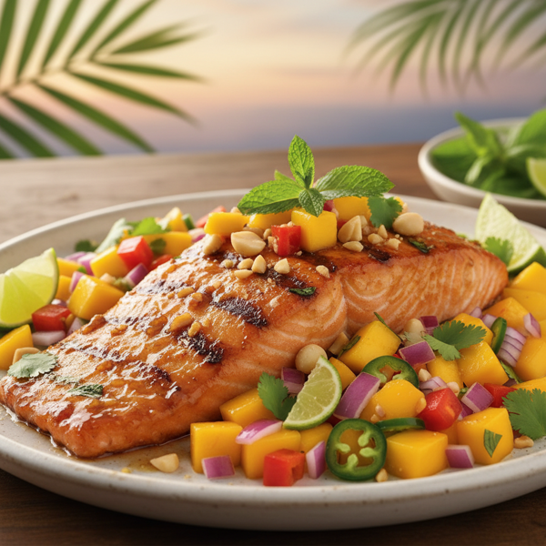 Tropical Guava-Glazed Salmon with Mango Salsa recipe