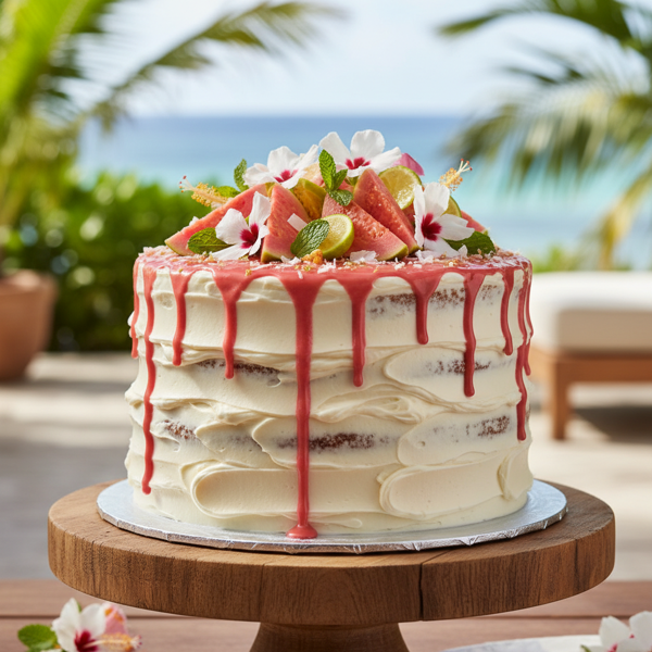 Tropical Guava Bliss Cake with Cream Cheese Frosting recipe