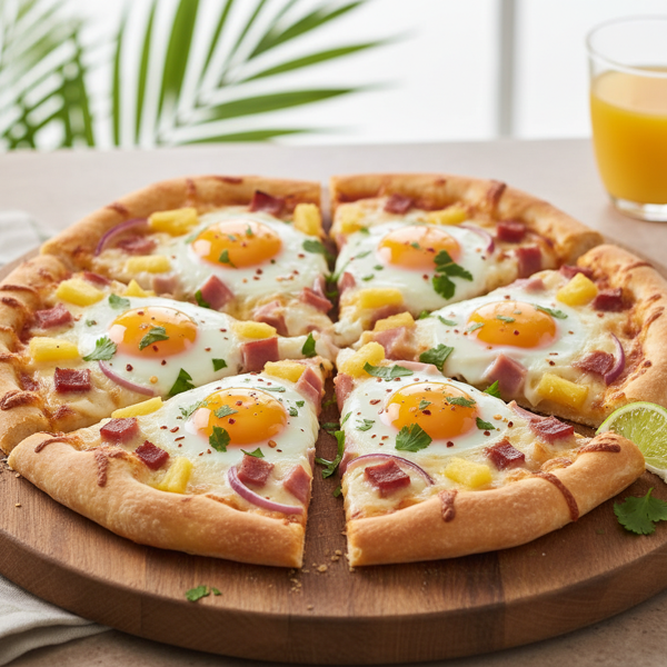 Tropical Ham & Egg Breakfast Pizzas recipe