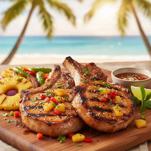 Tropical Hawaiian-Style Grilled Pork Chops recipe