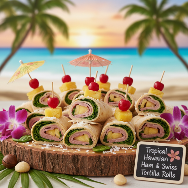Tropical Hawaiian Ham & Swiss Tortilla Rolls recipe