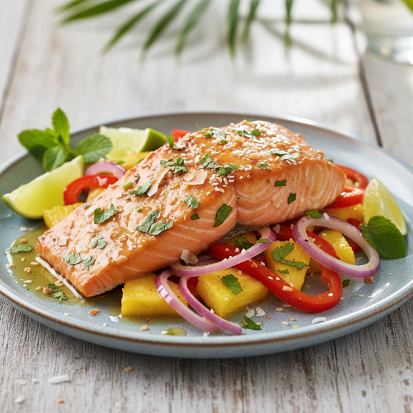 Tropical Honey Lime Glazed Salmon recipe