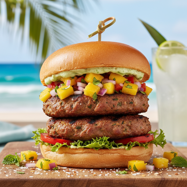 Tropical Jamaican Jerk Turkey Burgers with Vibrant Salsa recipe