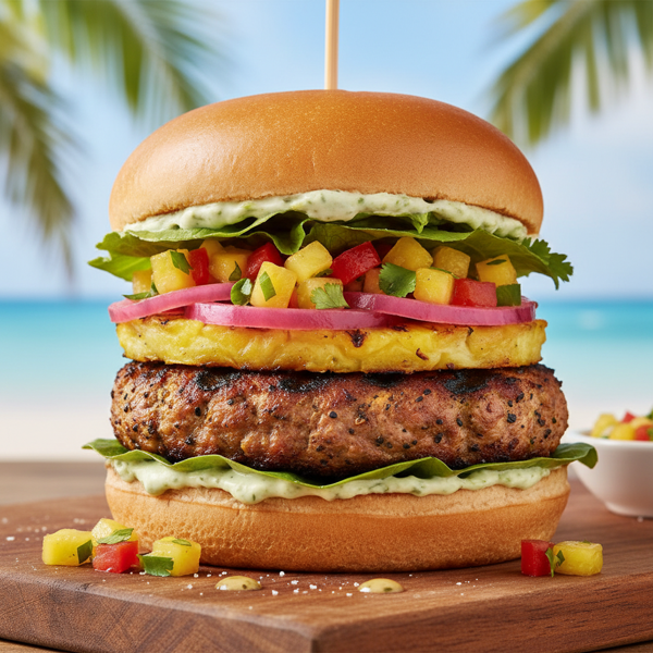 Tropical Jerk Burger with Pineapple Salsa recipe