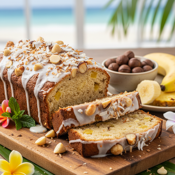 Tropical Macadamia Nut Banana Bread with Pineapple recipe