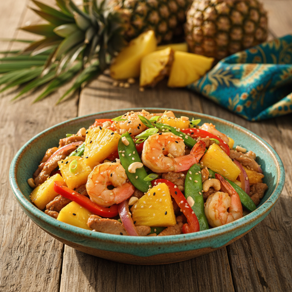 Tropical Okinawa Pineapple Stir-Fry recipe
