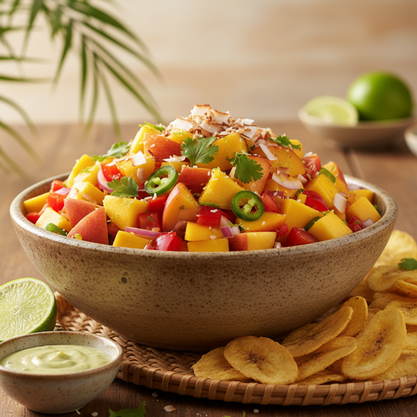 Tropical Peach-Mango Salsa Delight recipe