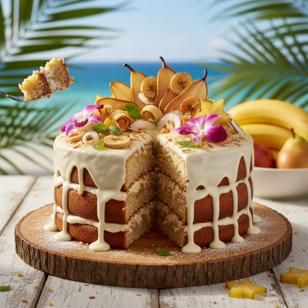 Tropical Pear Banana Bliss Cake recipe