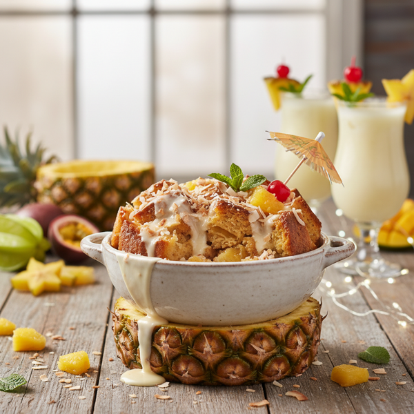 Tropical Pina Colada Bread Pudding recipe