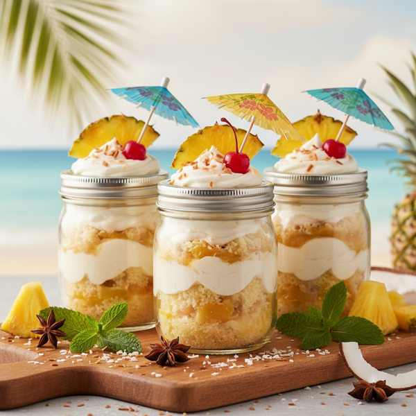 Tropical Pina Colada Jar Cakes recipe