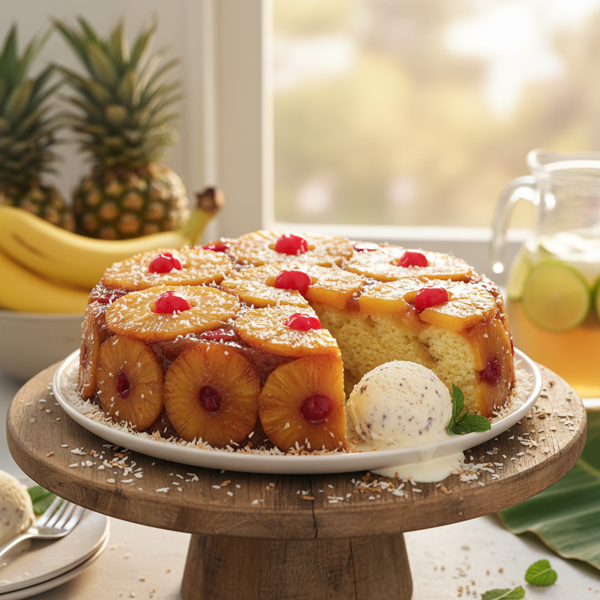 Tropical Pineapple-Banana Upside-Down Cake recipe
