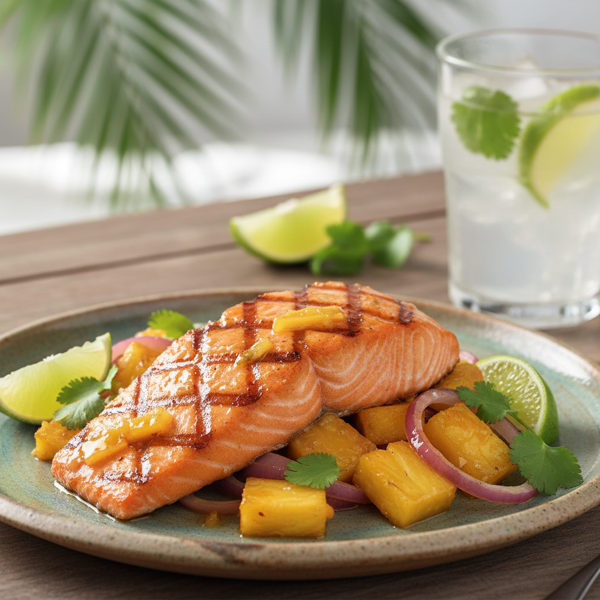 Tropical Pineapple-Lime Grilled Salmon recipe