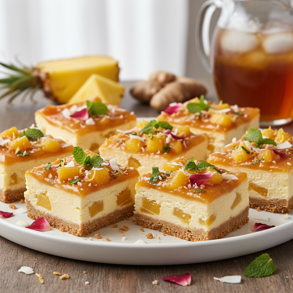 Tropical Pineapple Ginger Cheesecake Bars recipe