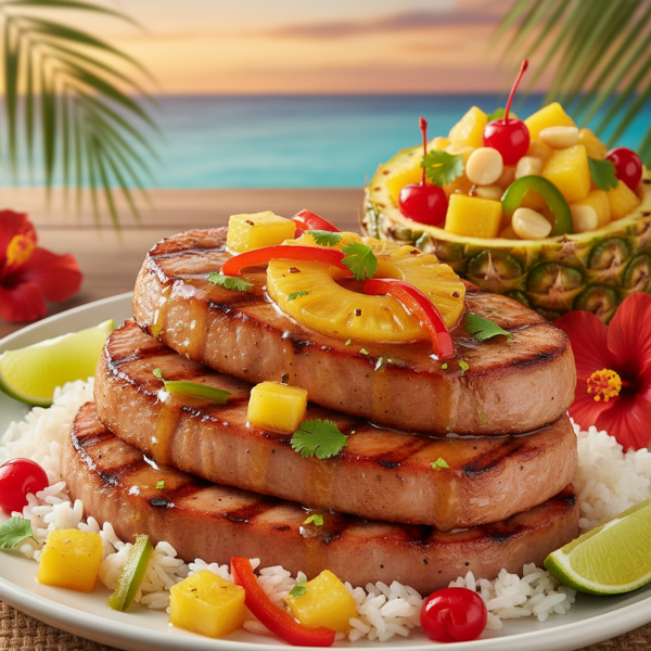 Tropical Pineapple Glazed Ham Steaks recipe
