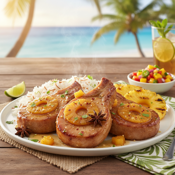 Tropical Pineapple Glazed Pork Chops recipe