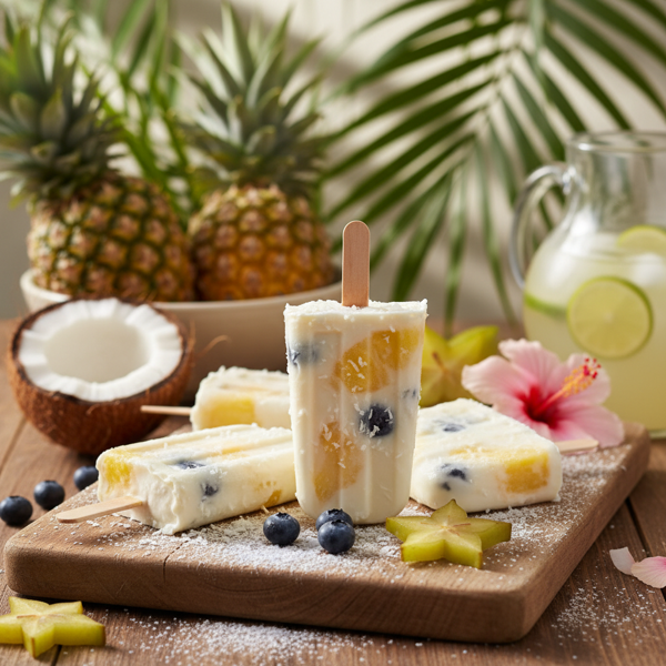 Tropical Pineapple Yogurt Popsicles recipe