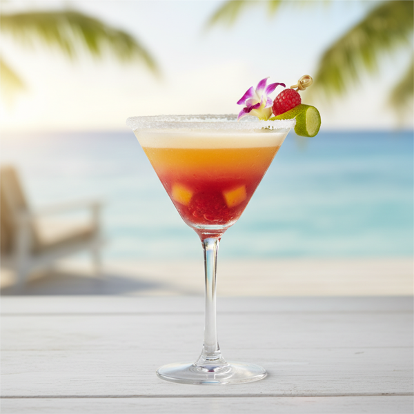 Tropical Raspberry Sunrise Martini recipe