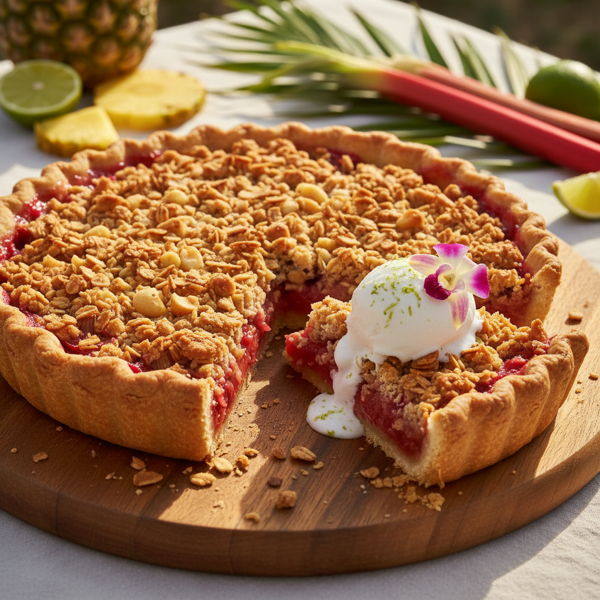 Tropical Rhubarb Pineapple Crumble Pie recipe