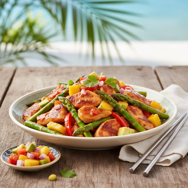 Tropical Salsa Chicken Stir-Fry with Asparagus recipe