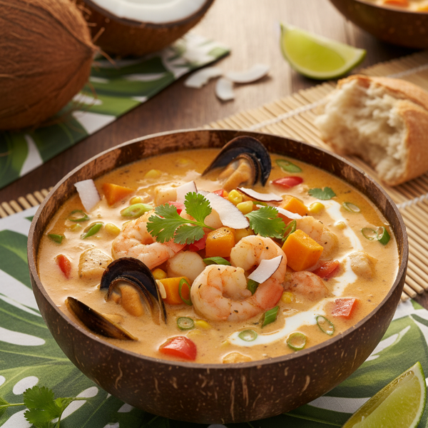Tropical Seafood Chowder with Coconut Cream recipe