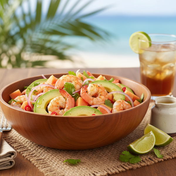 Tropical Shrimp Salad with Papaya and Avocado recipe
