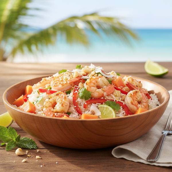 Tropical Shrimp & Papaya Rice Salad recipe