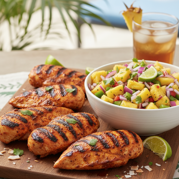 Tropical Spiced Grilled Chicken with Pineapple Salsa recipe