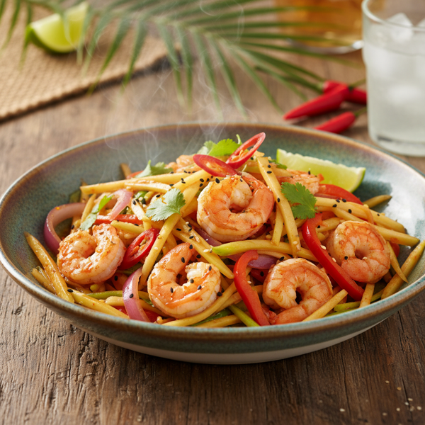 Tropical Spicy Shrimp & Papaya Stir-Fry recipe