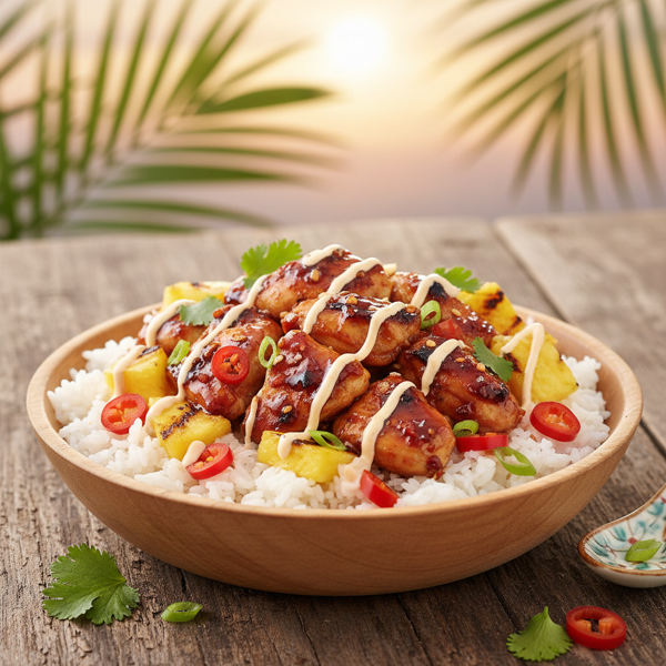 Tropical Spicy Teriyaki Chicken Rice Bowl recipe