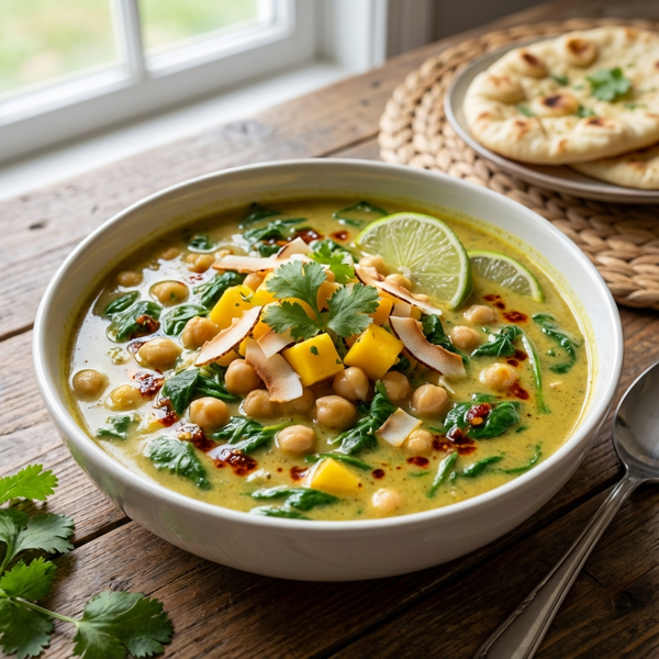 Tropical Spinach & Chickpea Delight Soup recipe