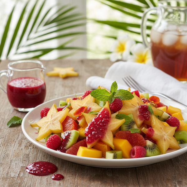 Tropical Star Fruit Salad with Raspberry Vinaigrette recipe