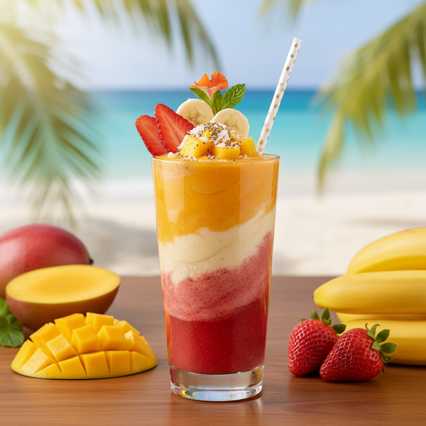 Tropical Strawberry Banana Mango Bliss Smoothie recipe
