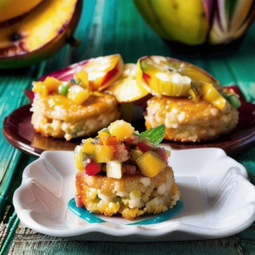 Tropical Sweet Cornbread Shrimp Cakes with Vibrant Mango Salsa recipe