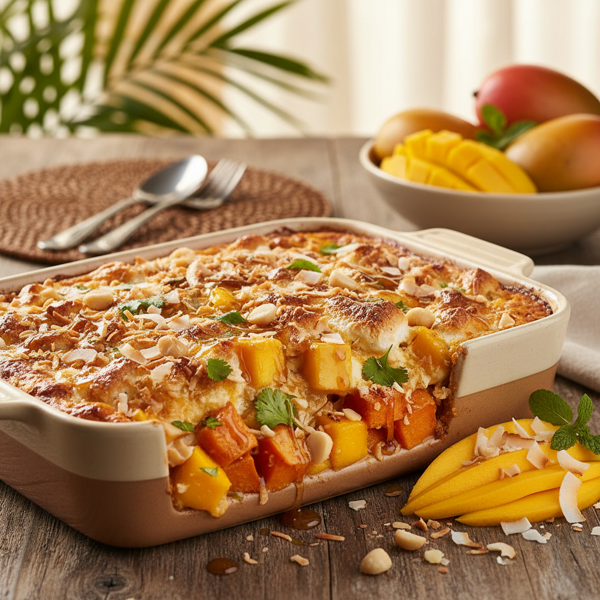 Tropical Sweet Potato and Mango Casserole recipe