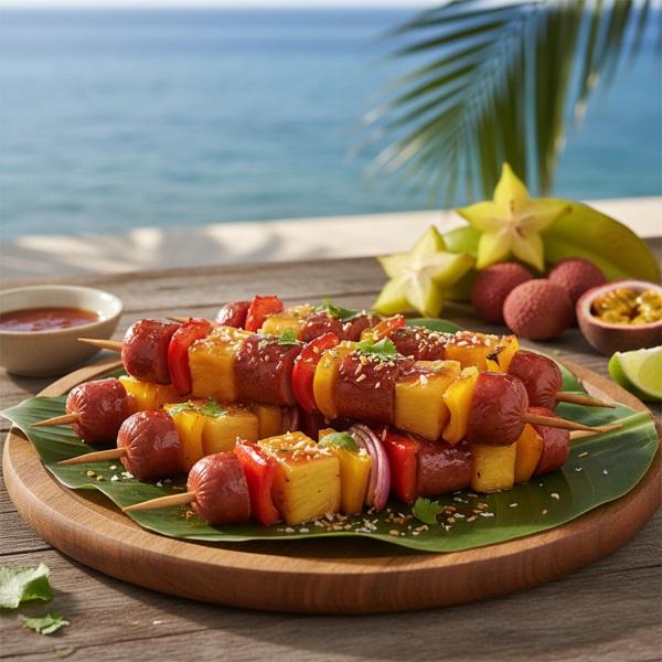 Tropical Sweet and Sour Kielbasa Skewers recipe