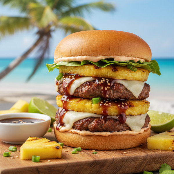 Tropical Teriyaki Turkey Burgers with Grilled Pineapple recipe