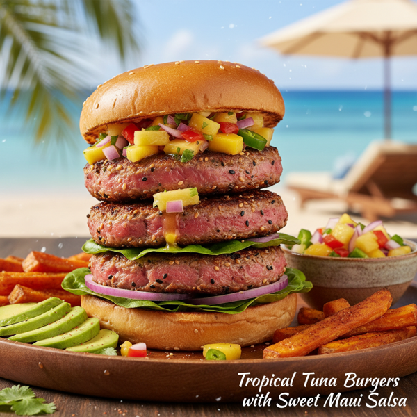 Tropical Tuna Burgers with Sweet Maui Salsa recipe