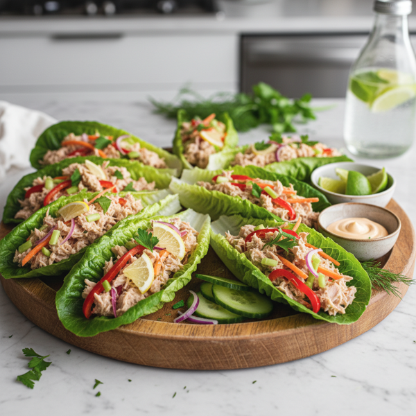 Tuna Lettuce Wraps with Fresh Veggies recipe