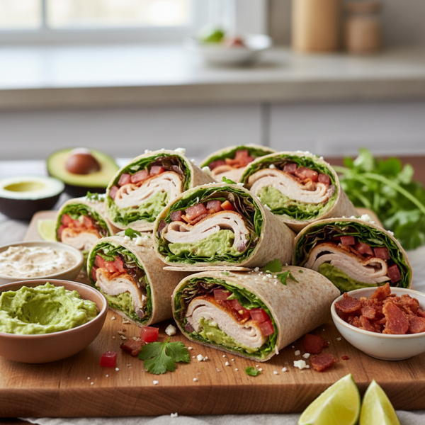 Turkey Bacon Guacamole Delight Wraps recipe