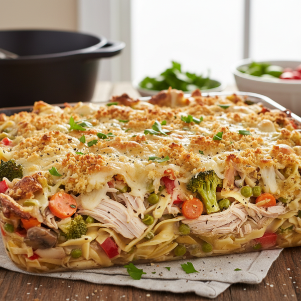 Turkey and Veggie Loaded Tetrazzini recipe