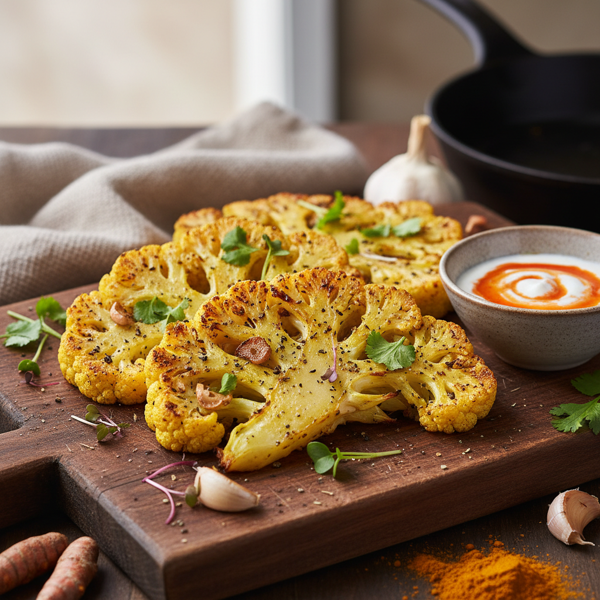 Turmeric-Garlic Roasted Cauliflower Steaks recipe
