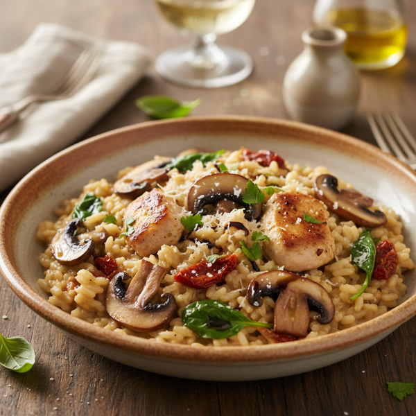 Tuscan Chicken and Mushroom Risotto recipe
