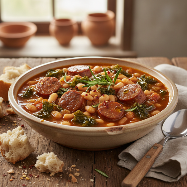 Tuscan Rustic Bean and Sausage Soup recipe