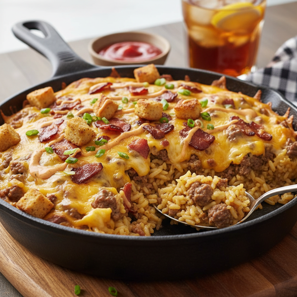 Ultimate Bacon Cheeseburger Rice Bake recipe