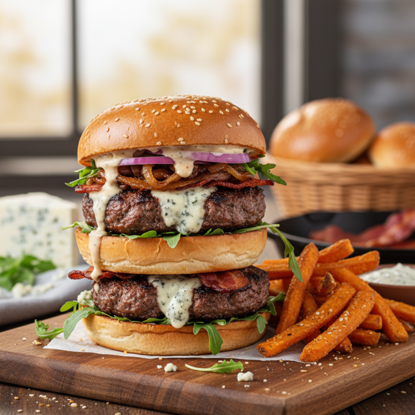 Ultimate Bacon & Blue Cheese-Stuffed Burgers recipe