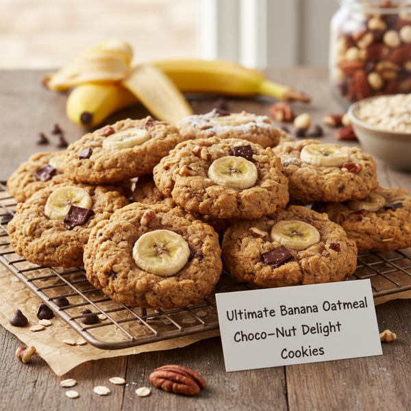 Ultimate Banana Oatmeal Choco-Nut Delight Cookies recipe