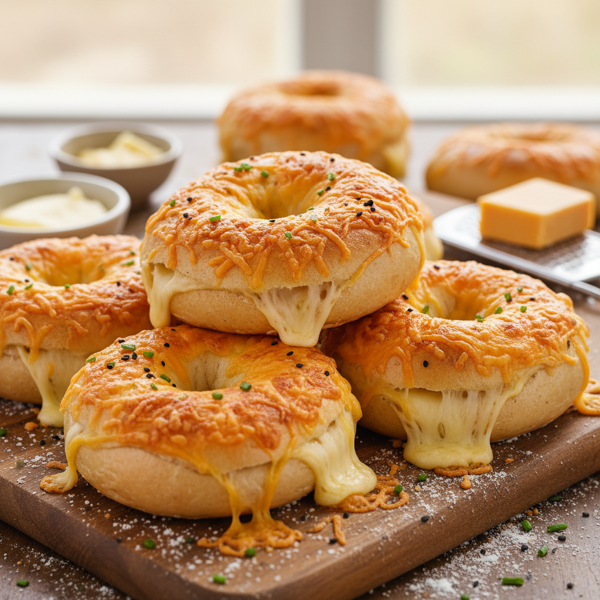 Ultimate Cheddar and Cheese Bagels recipe