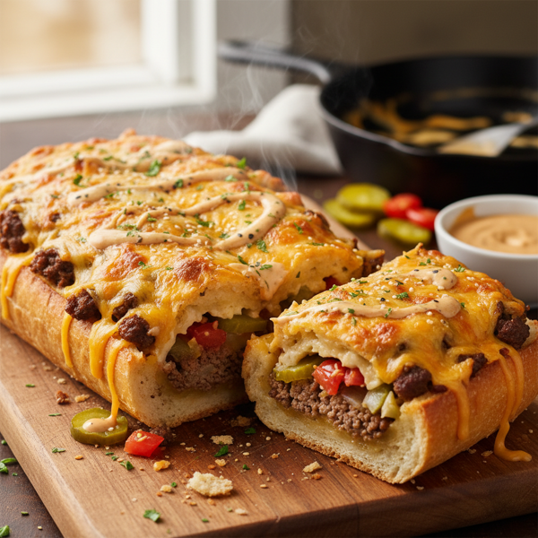 Ultimate Cheeseburger French Bread Delight recipe