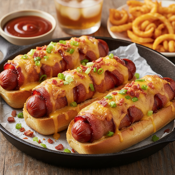 Ultimate Cheesy Bacon-Wrapped Hot Dogs recipe